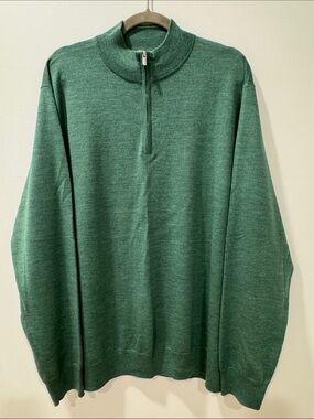 Peter Millar Green Quarter-Zip Sweater